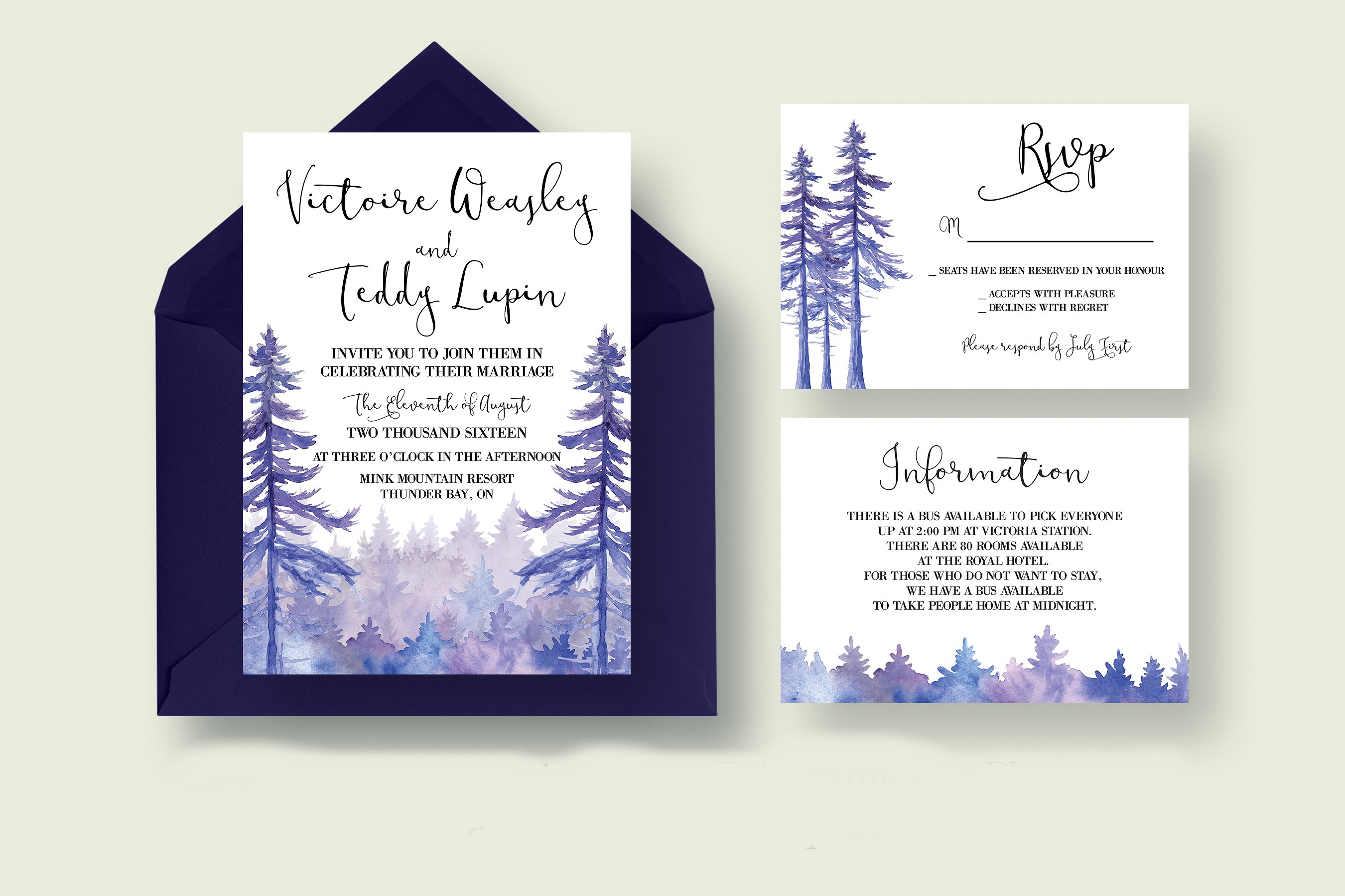 enchanted forest wedding invitation