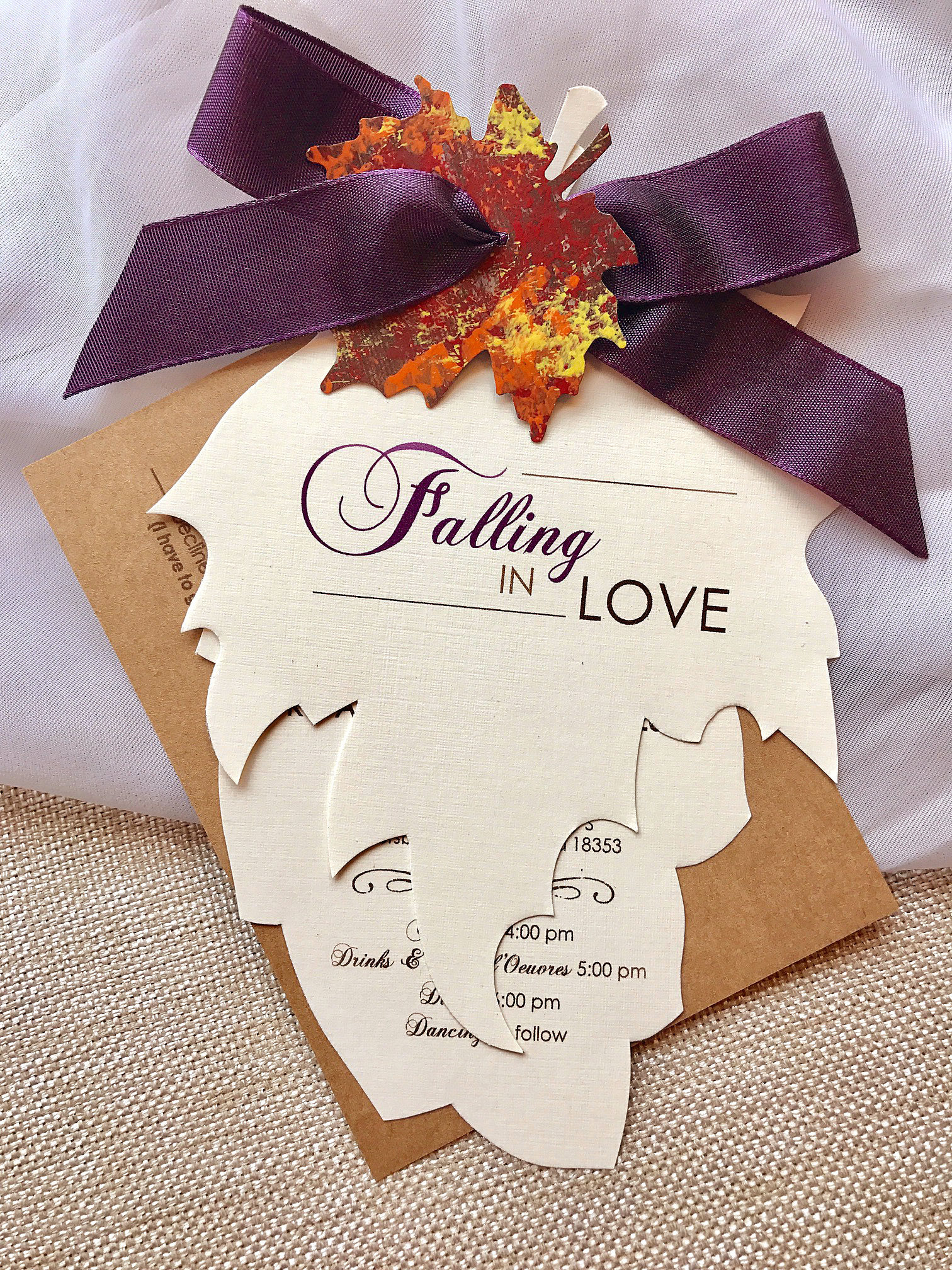 fall leaf cut wedding invitation design