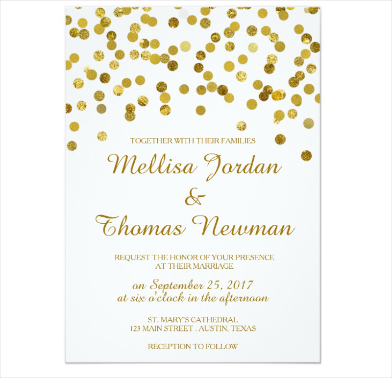 faux glitter gold confetti wedding invitation