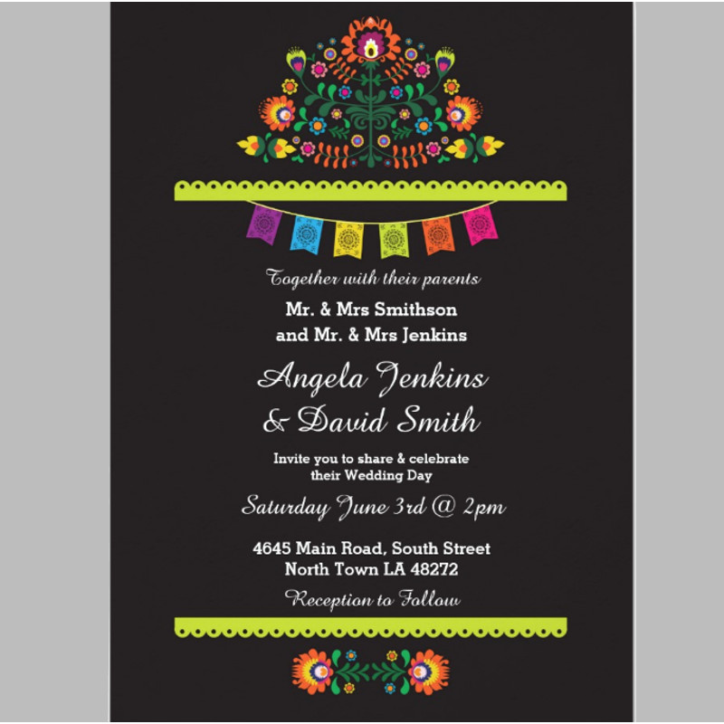 fiesta mexican wedding party bright invitation