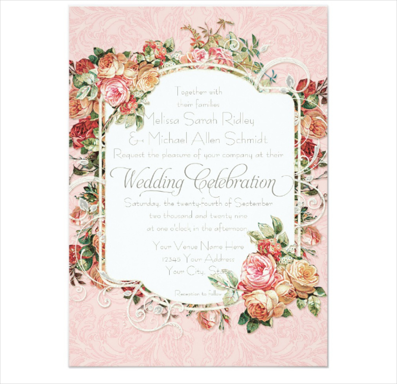 Floral Bouquet Formal Wedding Invitation