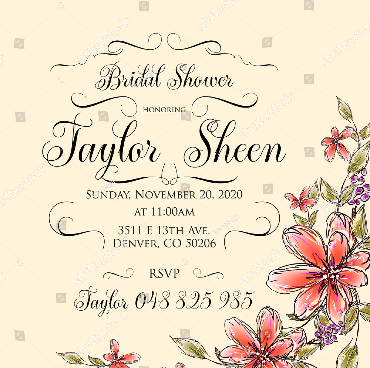 Floral Wedding Shower Invitation