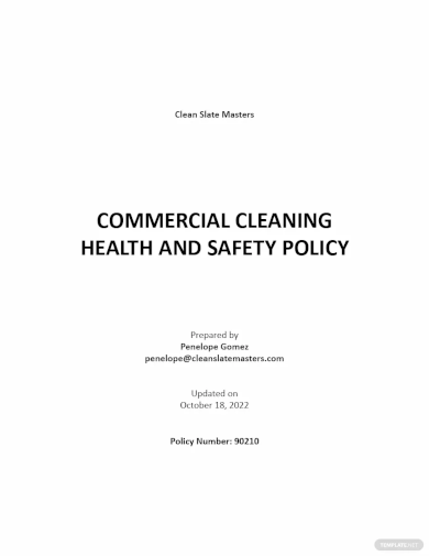 free commercial cleaning health and safety policy template