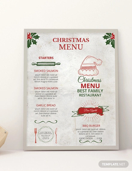 Free Restaurant Christmas Menu Template