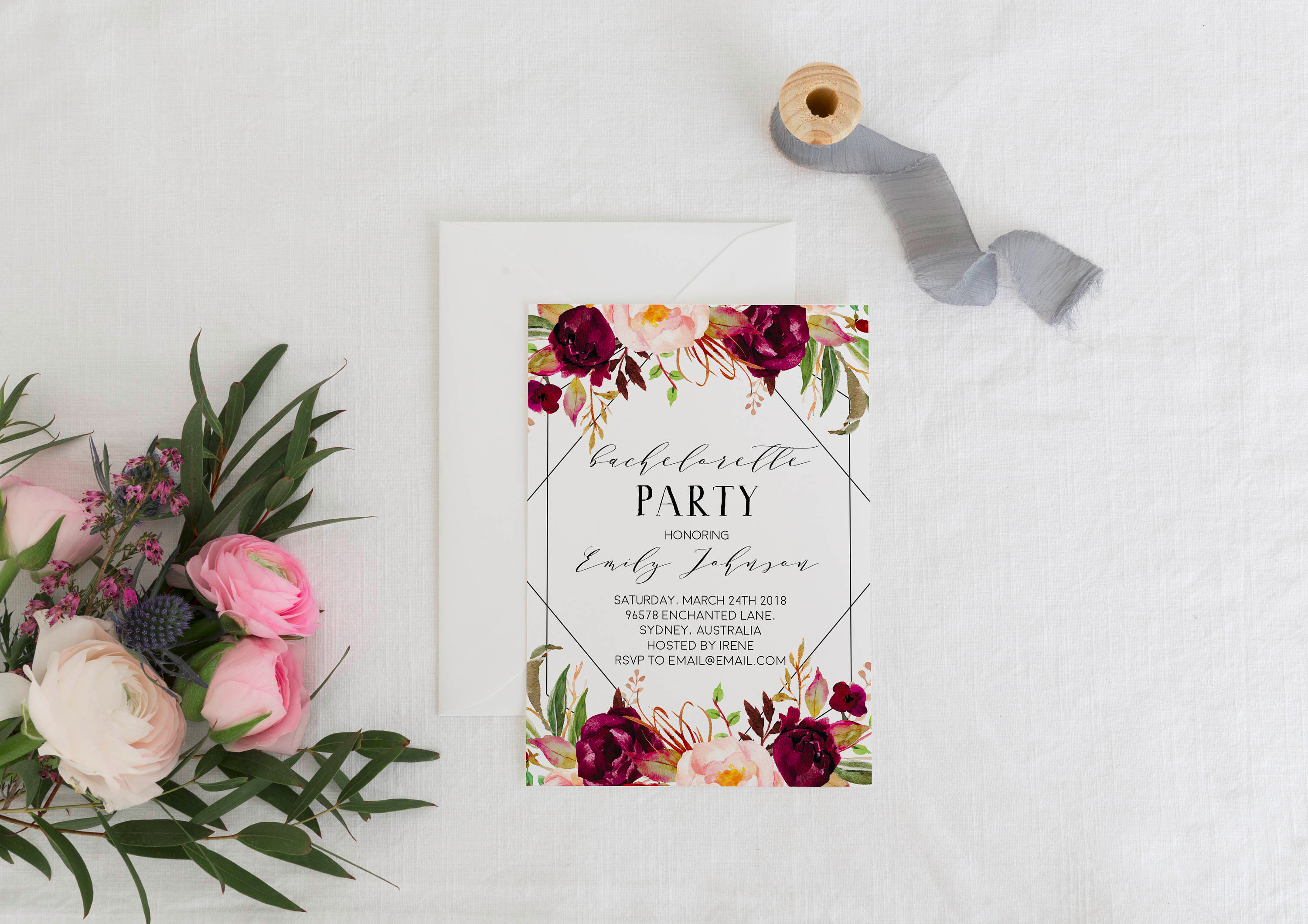 geometric bachelorette party invitation design
