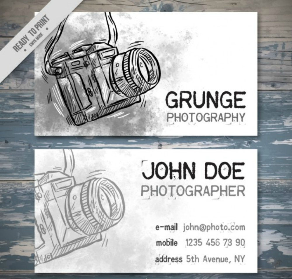 hand drawn watercolor photography business card