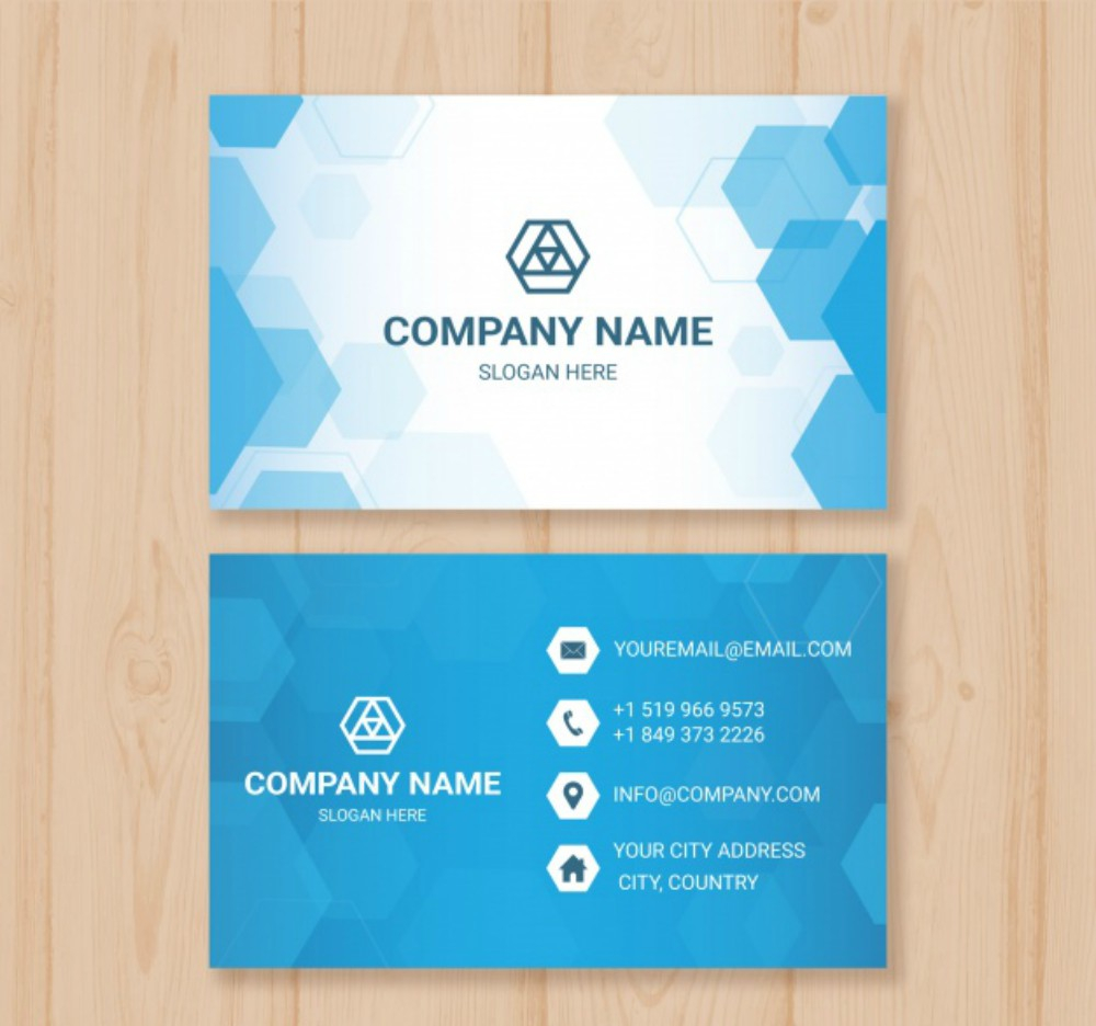 hexagon blue business card