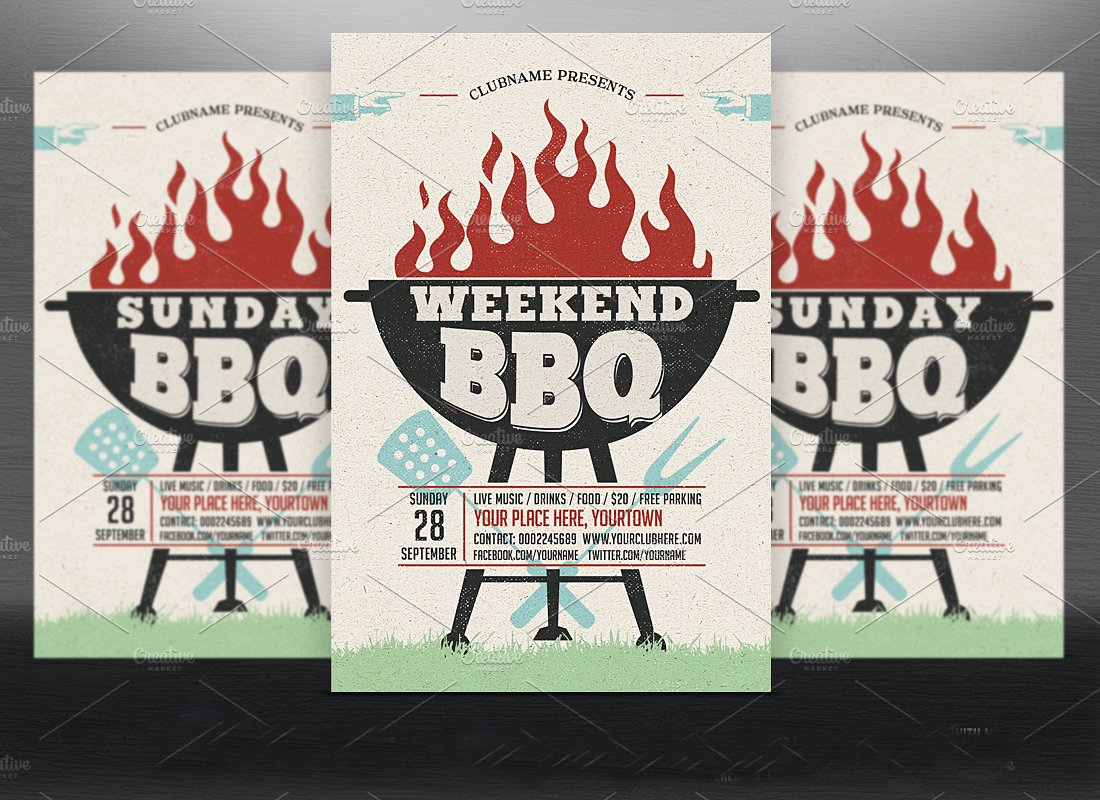 Holiday BBQ Party Flyer Invitation