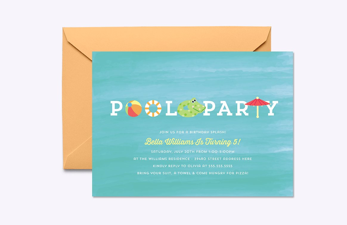 kids pool party invitation