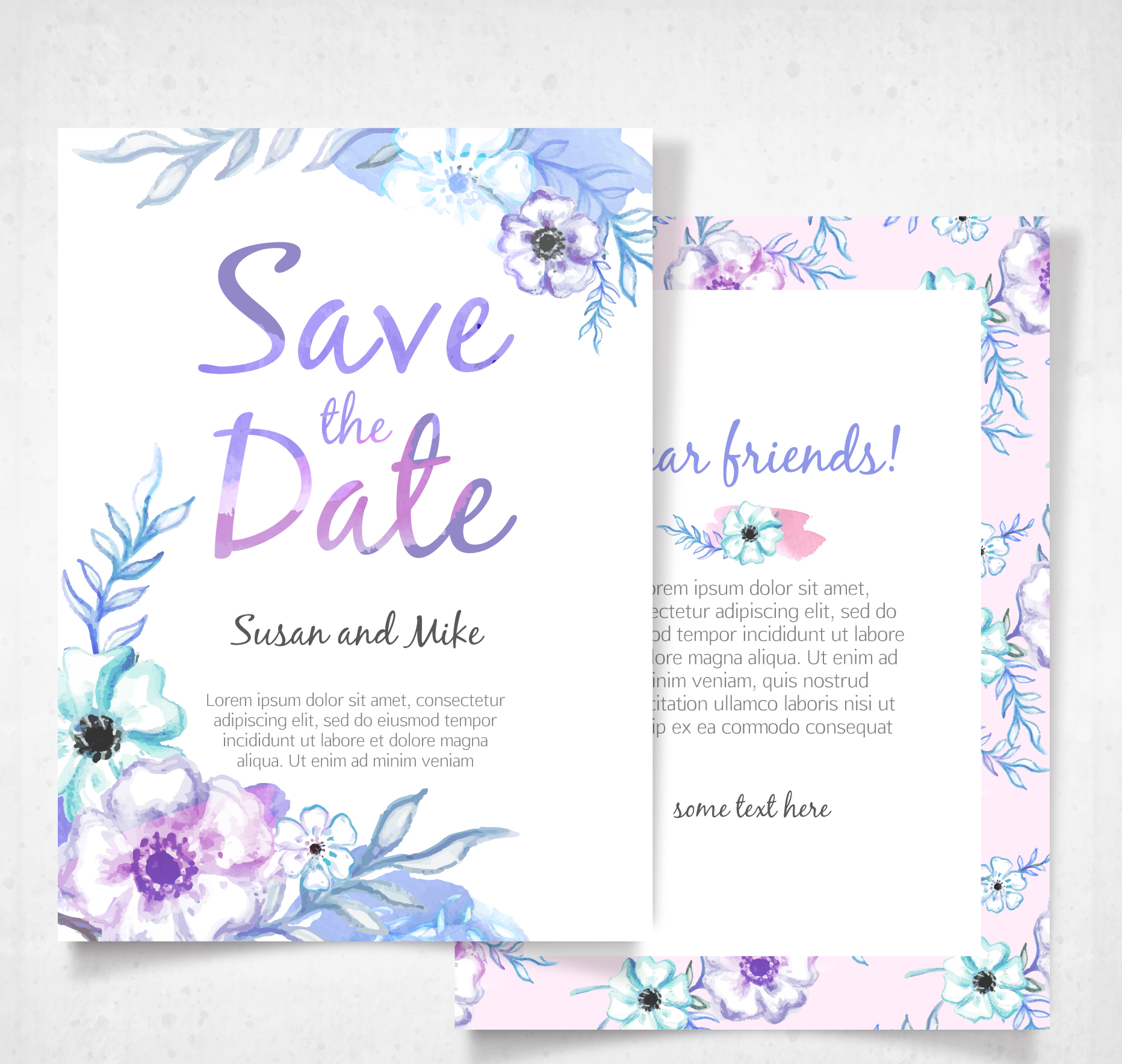 modern watercolor wedding invitation