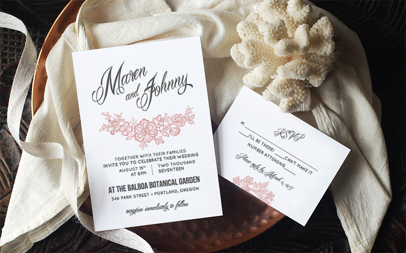 printable lace wedding invitation