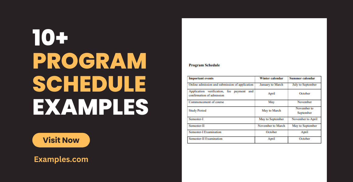 Program Schedule Examples