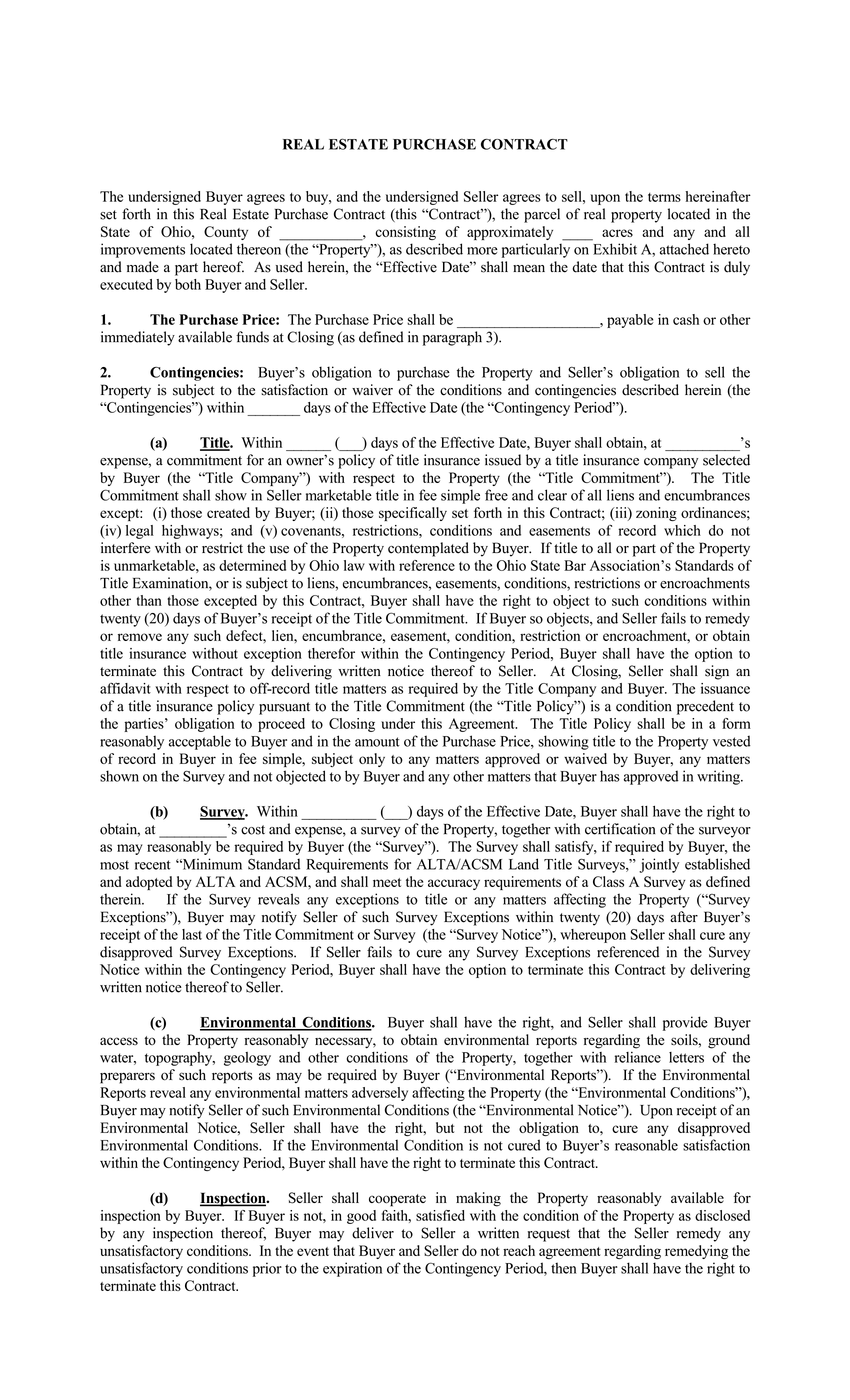 Real Estate Purchase Contract 1