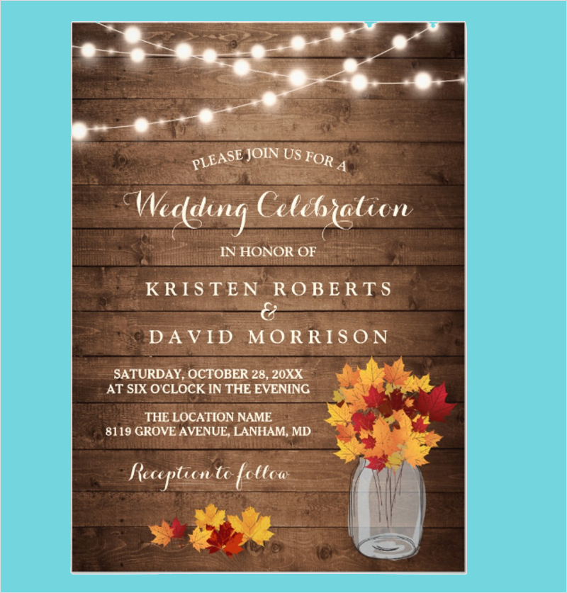 rustic fall wedding invitation