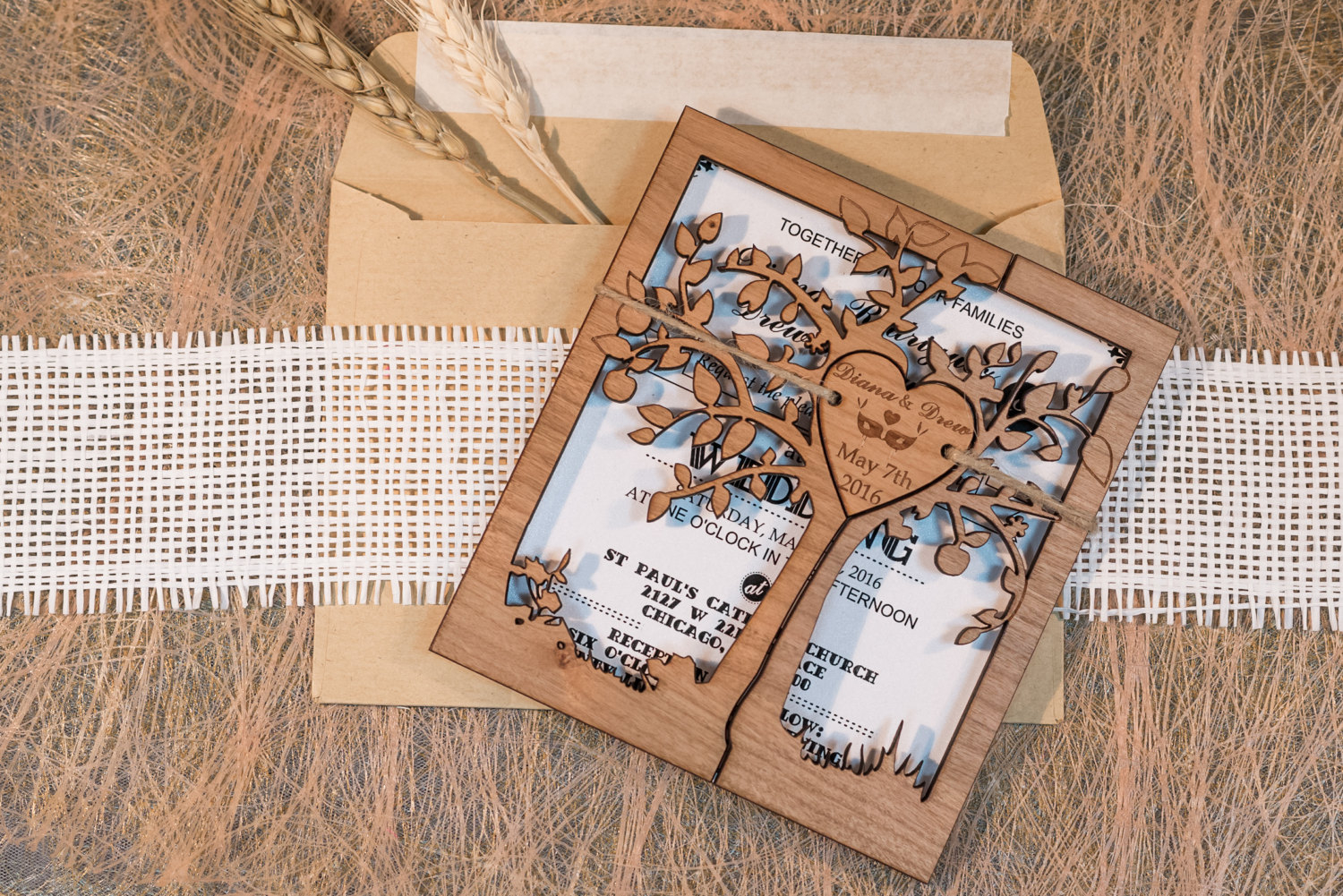 rustic tree wedding invitation