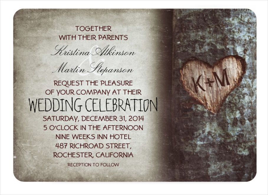 rustic and vintage wedding invitation