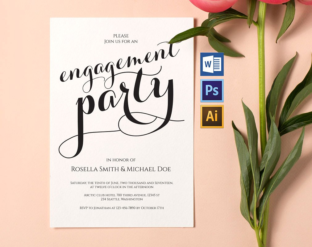 FREE 21+ Engagement Party Invitation Designs & Examples in Publisher | Word | Photoshop