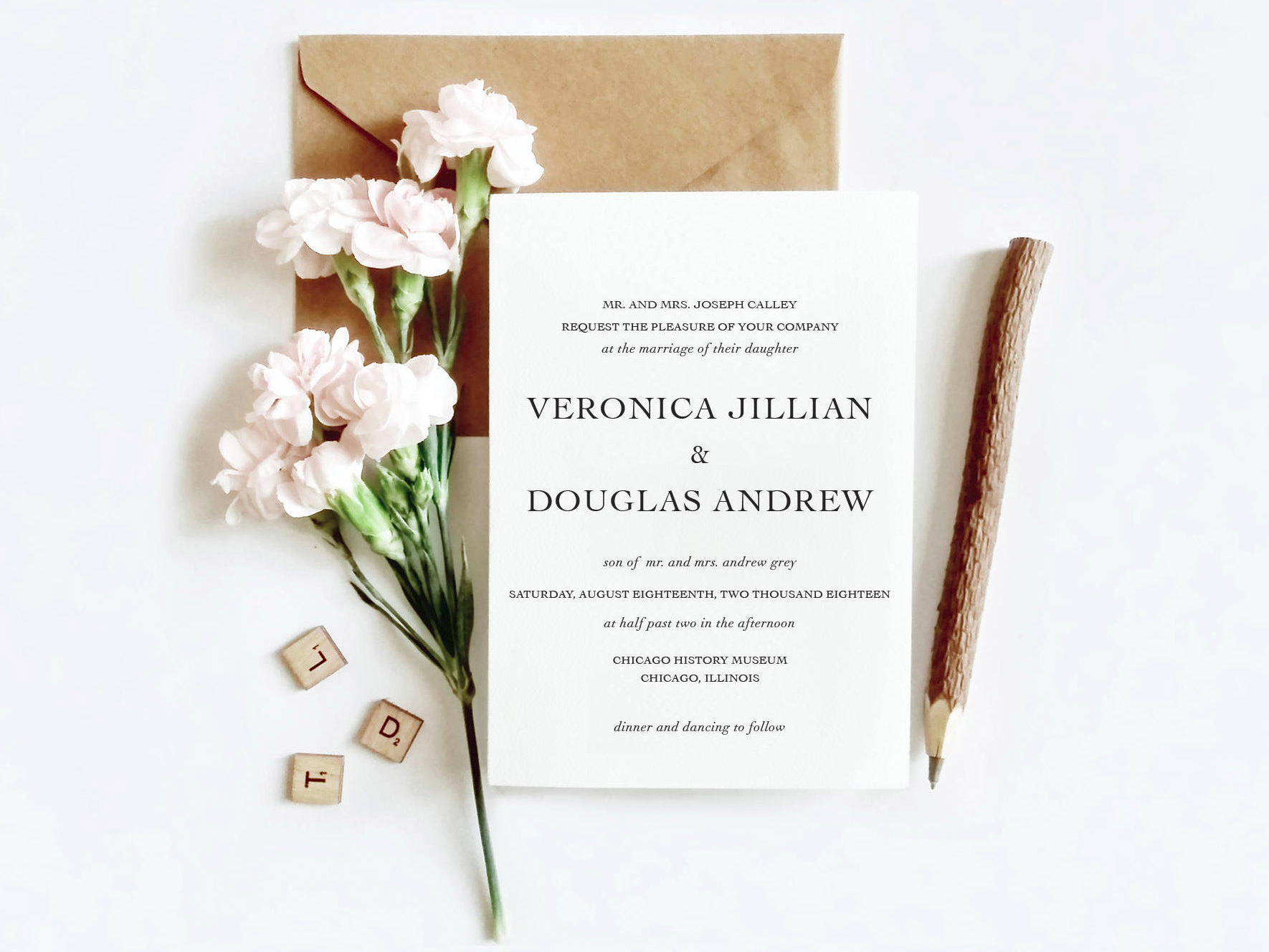 simple minimalist wedding invitation
