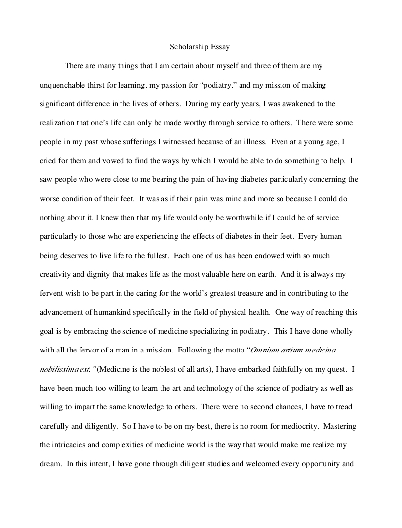 Scholarship essay examples about yourself