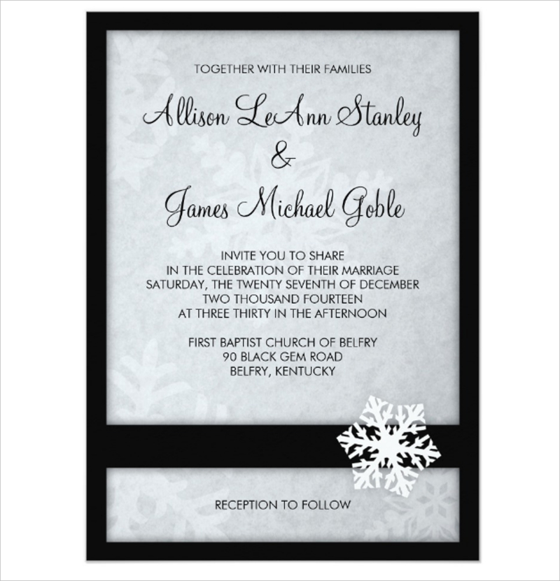 snowflake winter wedding invitation