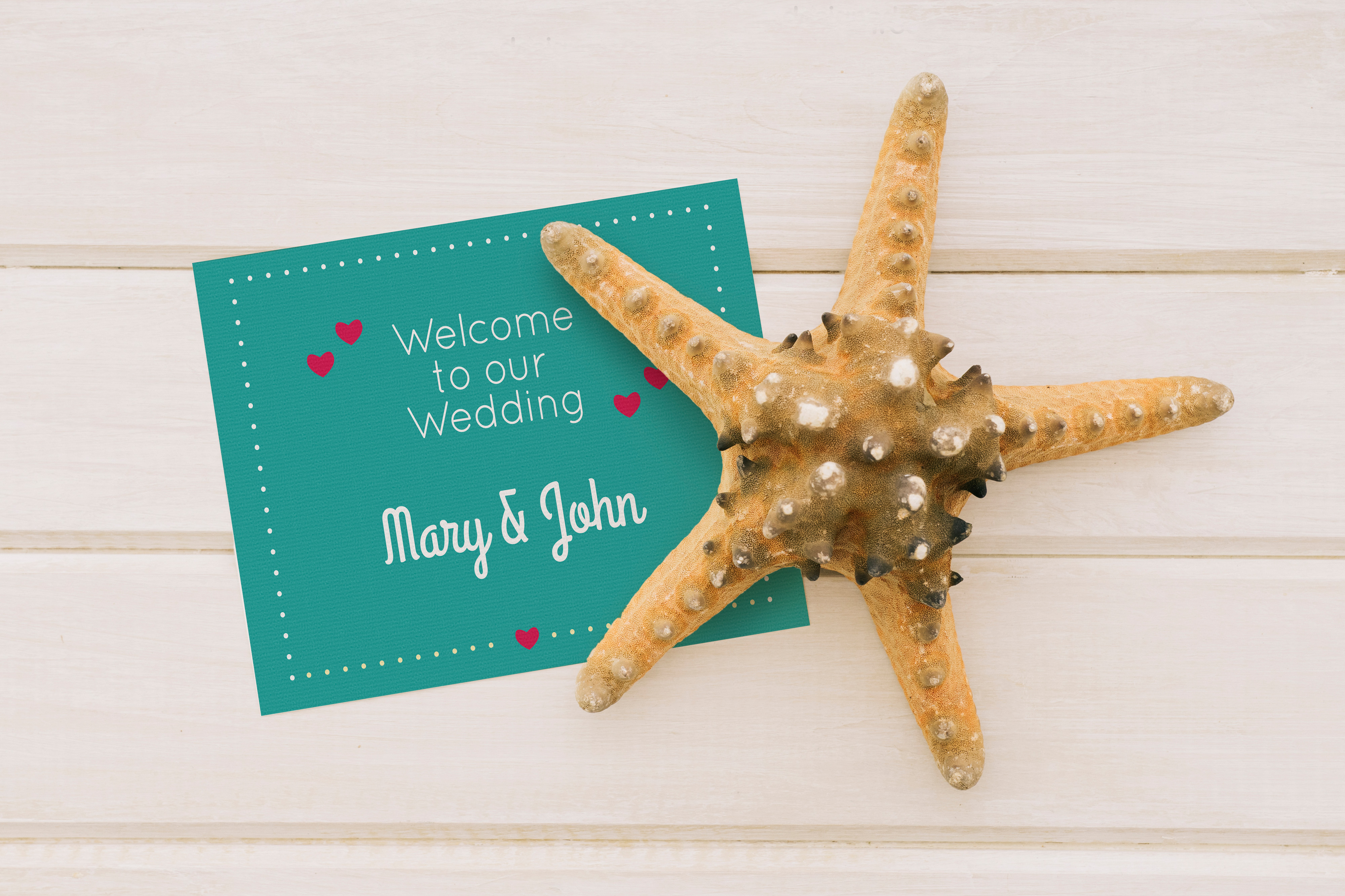 starfish beach wedding invitation design