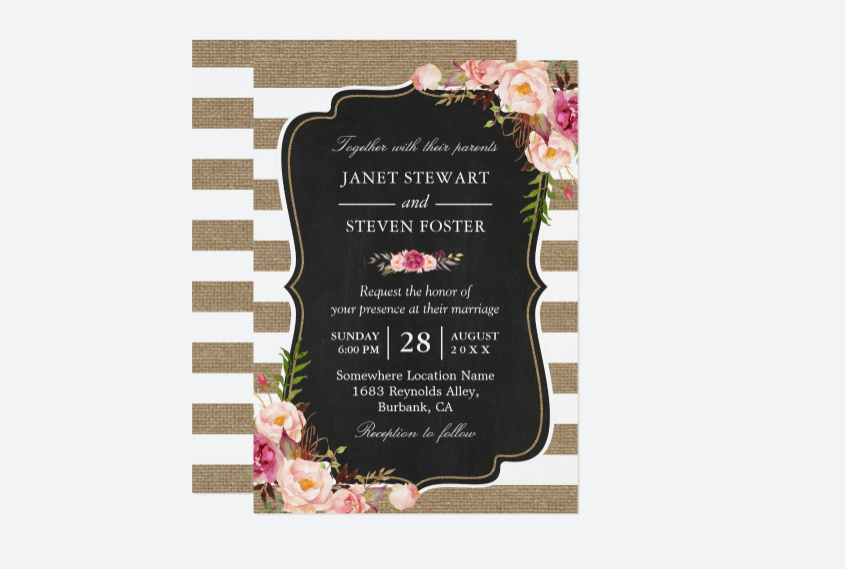 striped wedding invitation