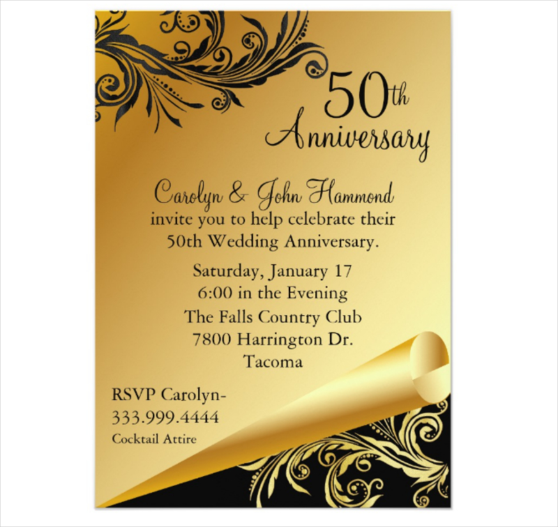 Free Printable 50th Wedding Anniversary Invitations