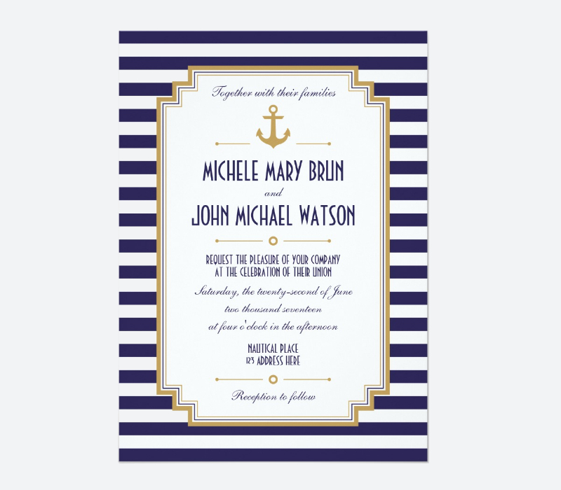 stylish nautical wedding invitation