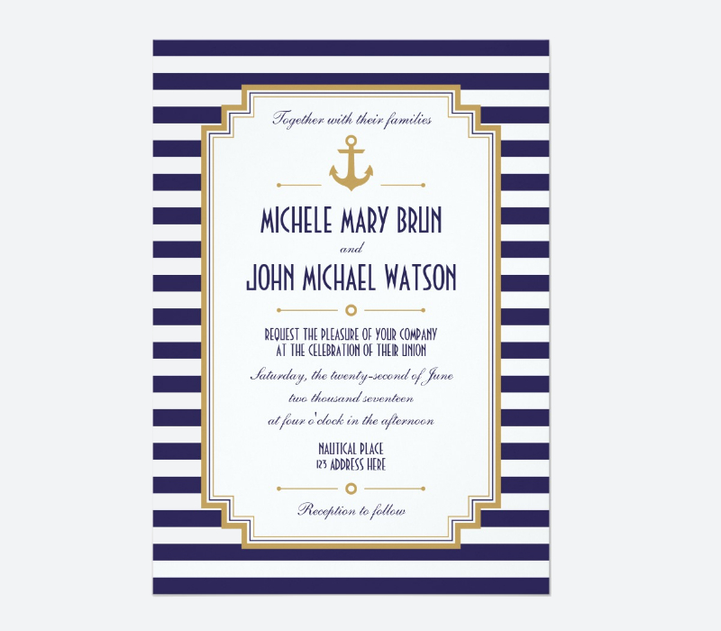 Stylish Nautical Wedding Invitation