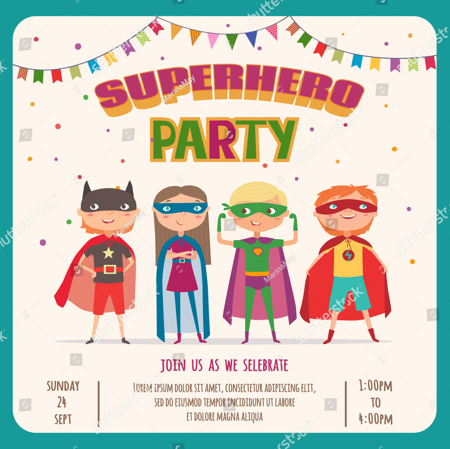 superhero kids party invitation