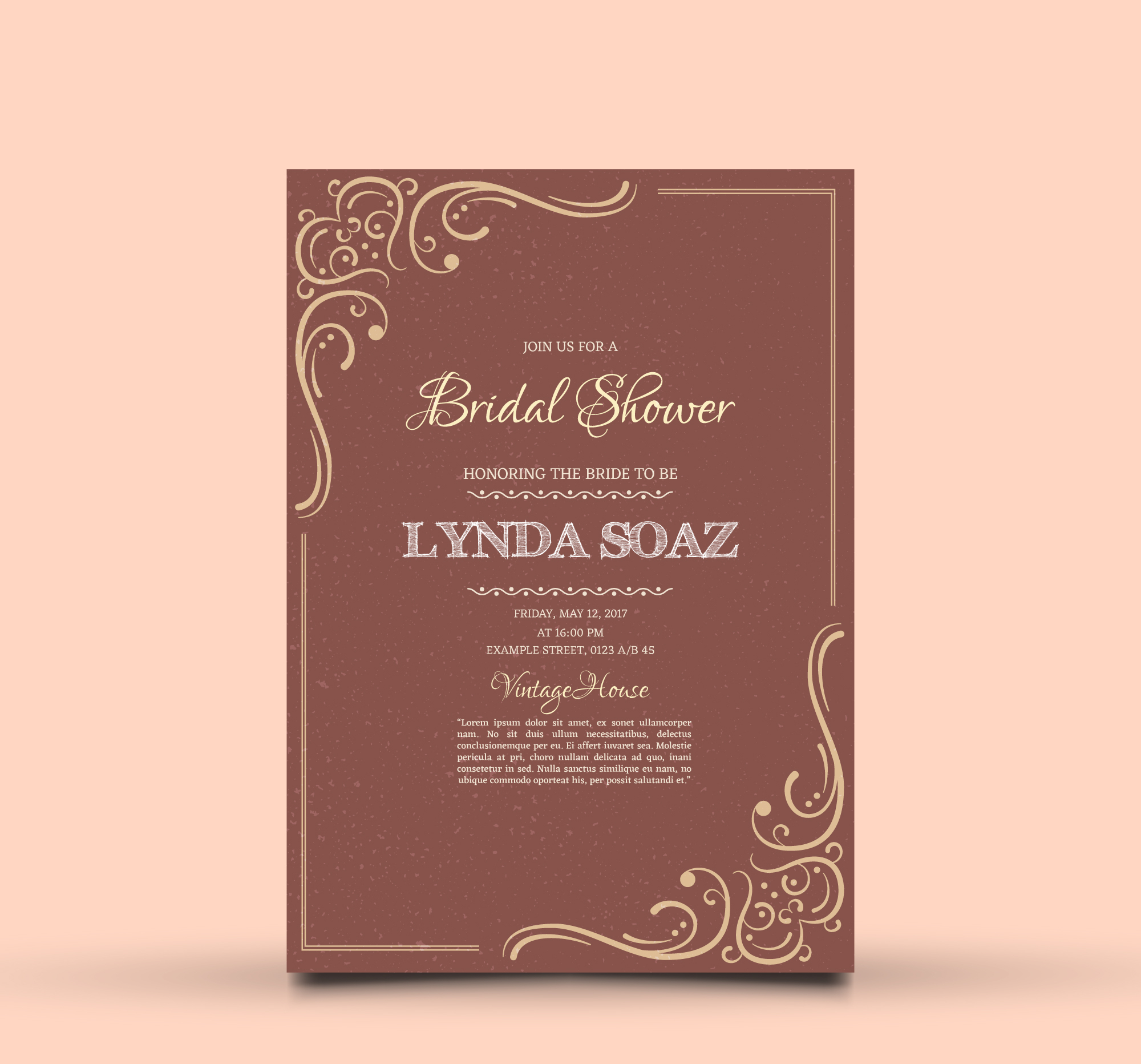 vintage bridal shower invitation