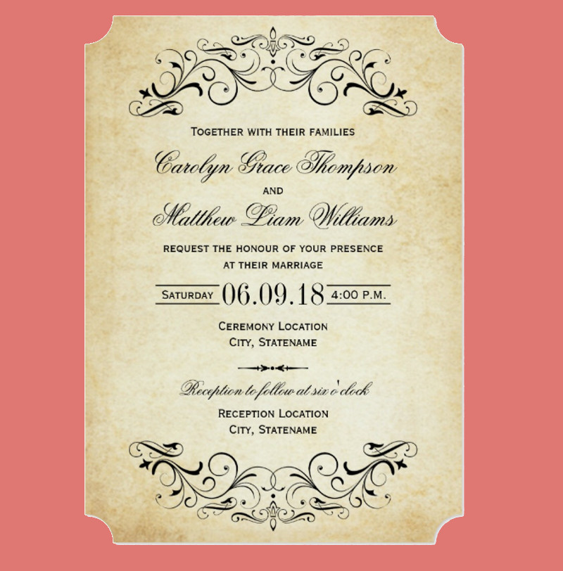 vintage elegant wedding invitation