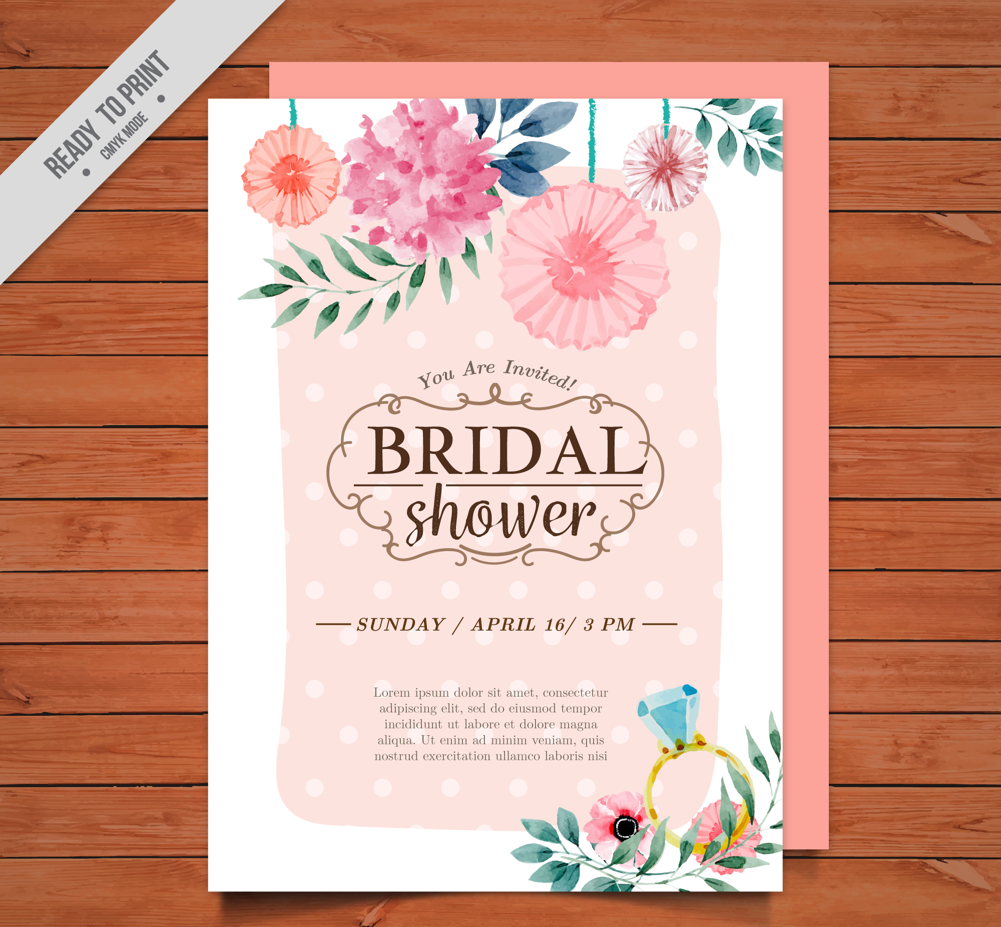 watercolor floral bridal shower invitation
