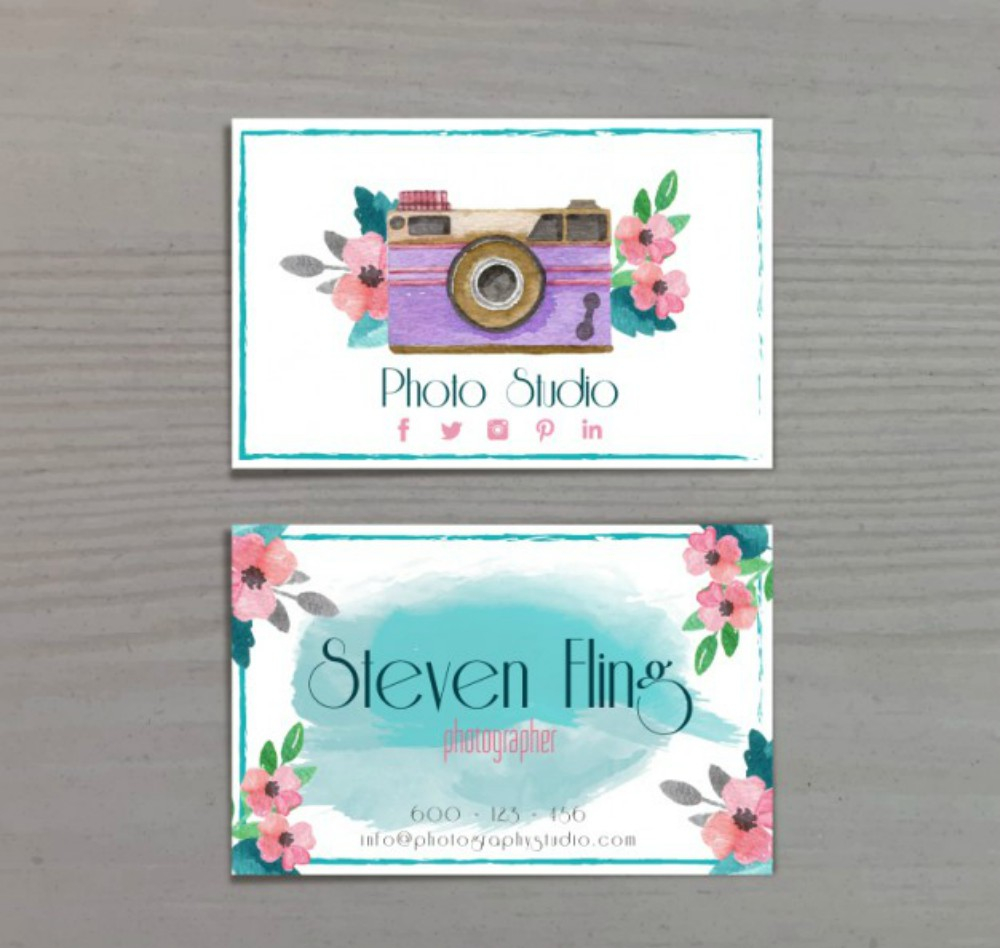watercolor photography business card