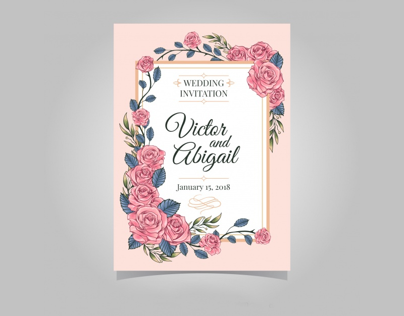 Wedding Invitation with Pink Floral