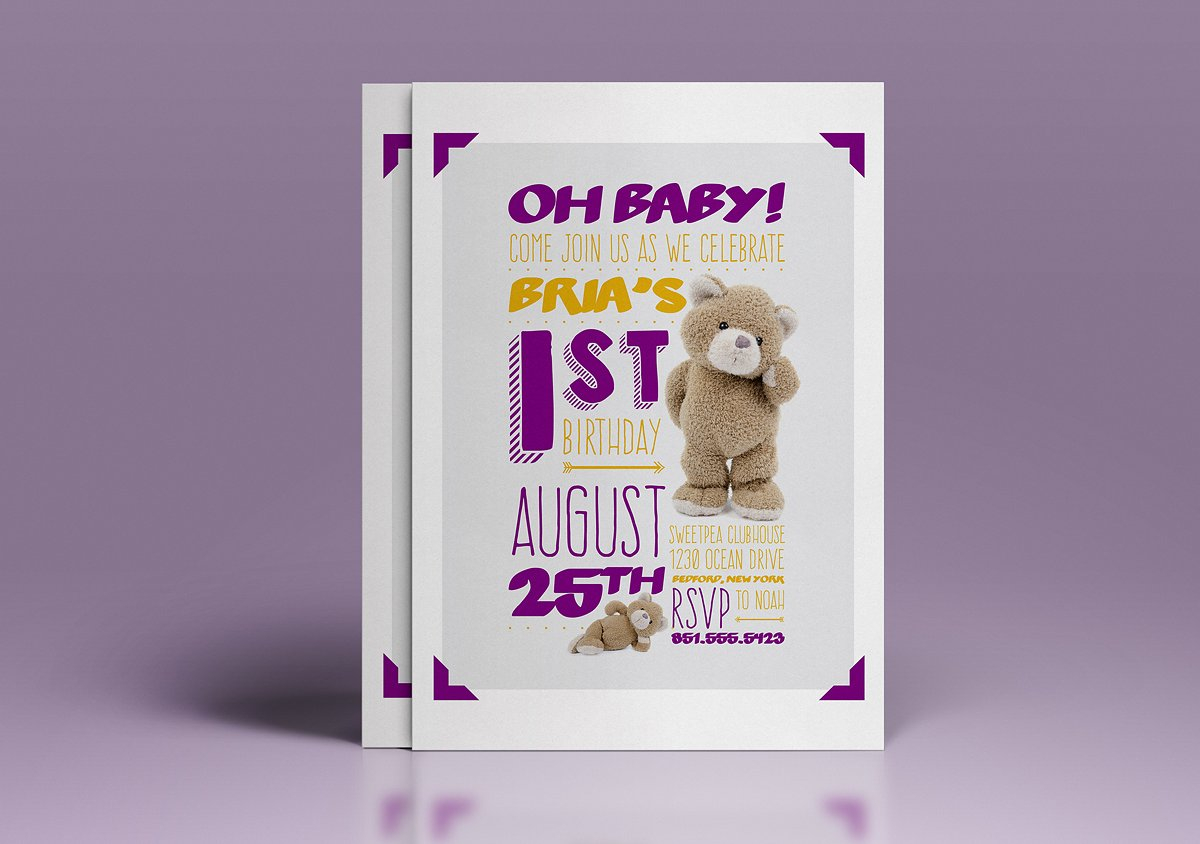 baby 1st birthday invitation design