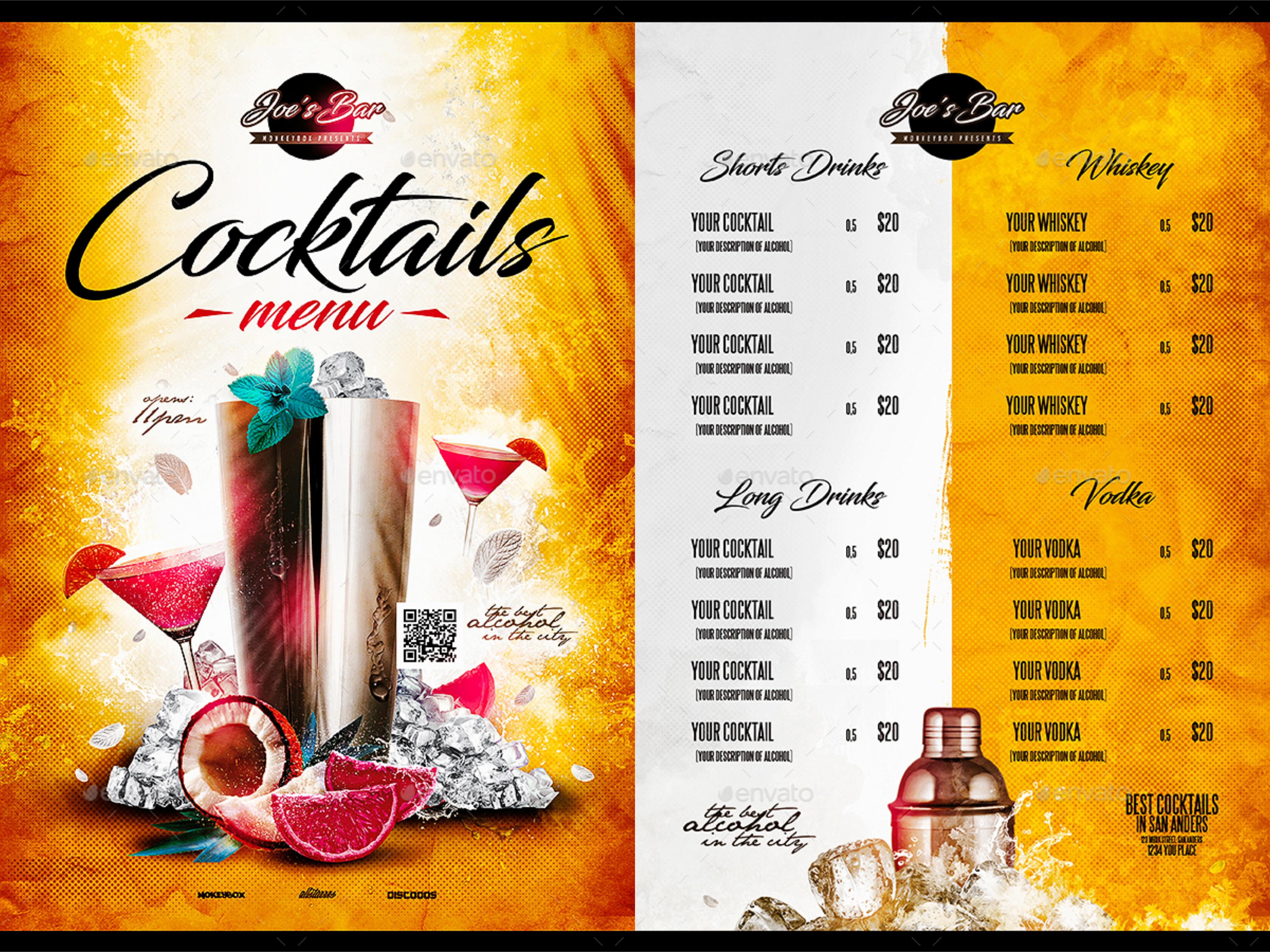 Bar Drink Menu Examples