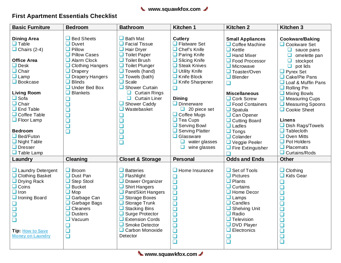 New Apartment Checklist 9+ Examples, Format, Pdf Examples
