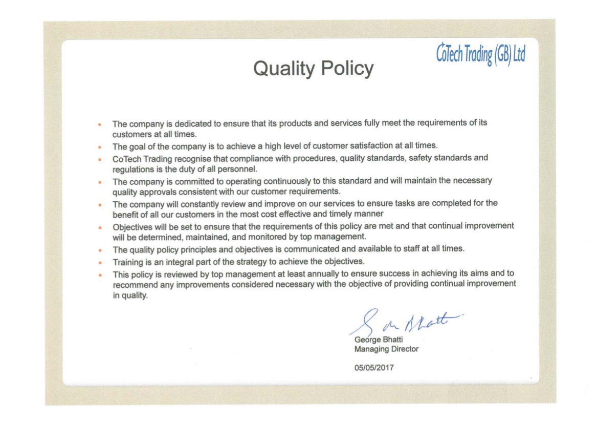 14 COTECH QUALITY POLICY 5 17