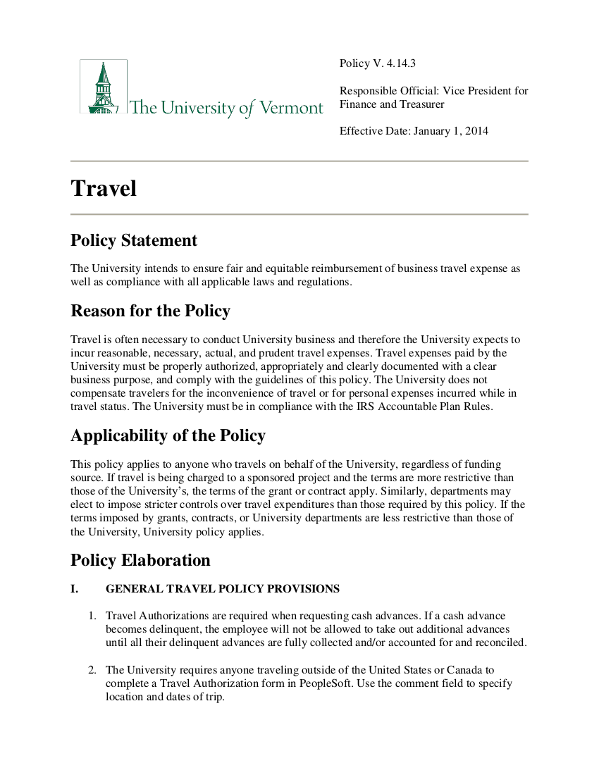 uvm travel policy