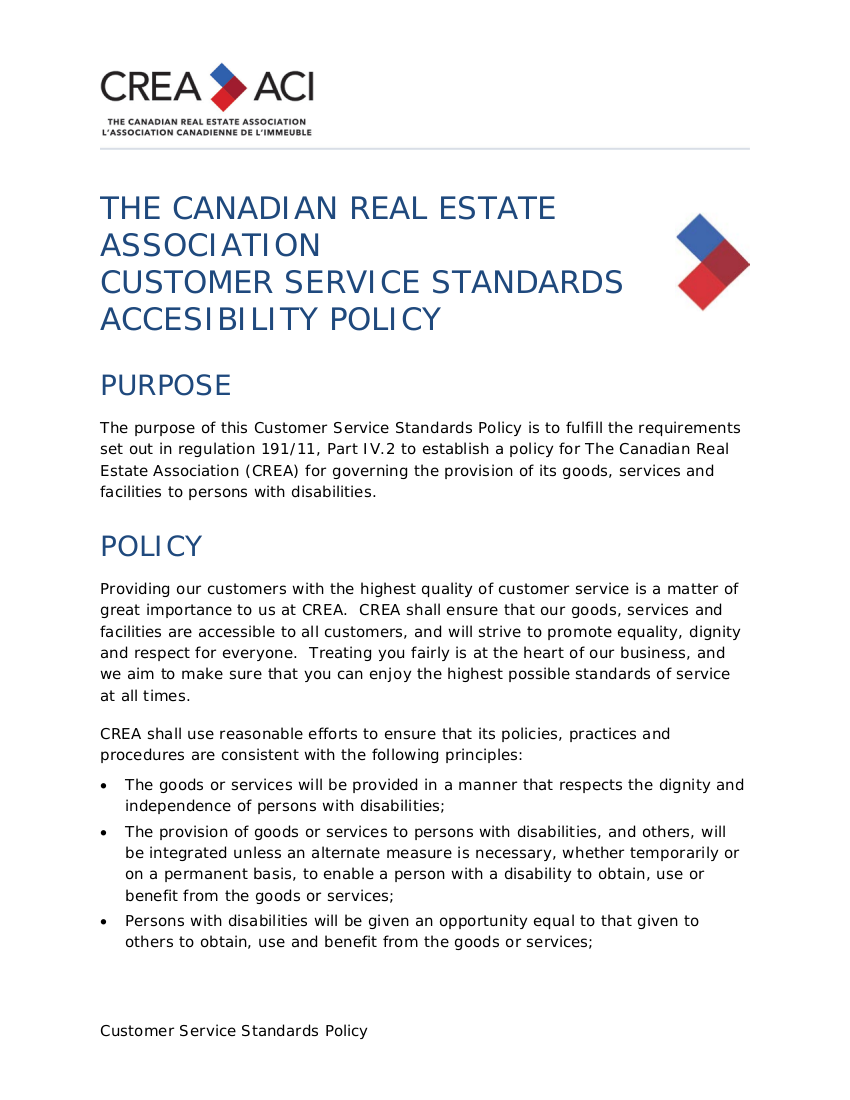 Customer Service Policy And Procedures Pdf