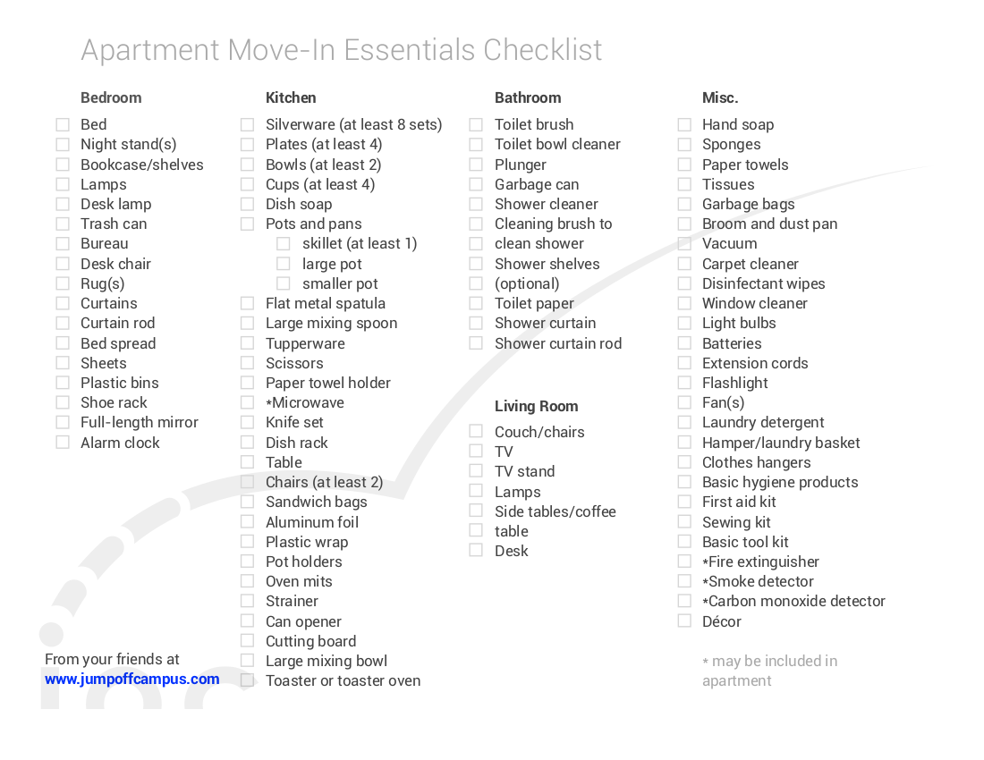 New Apartment Checklist 9+ Examples, Format, Pdf Examples