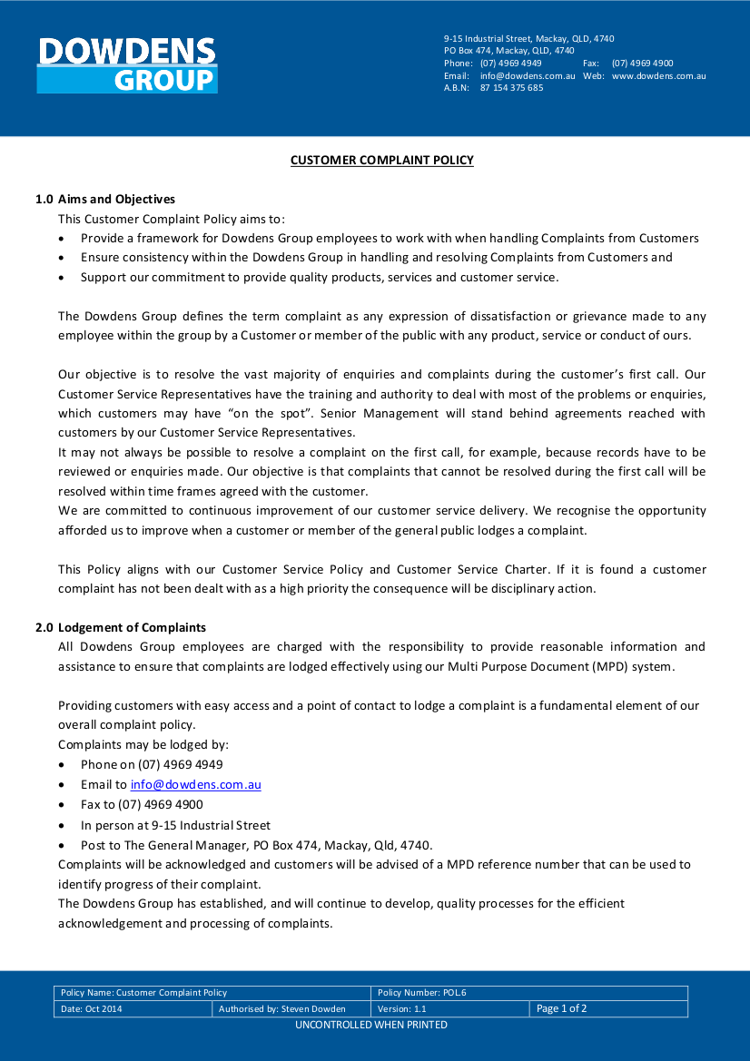 Complaint Policy 19+ Examples, Format, Pdf Examples