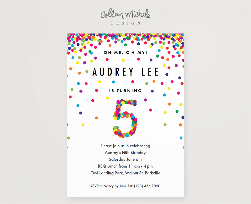 5th birthday party invitation