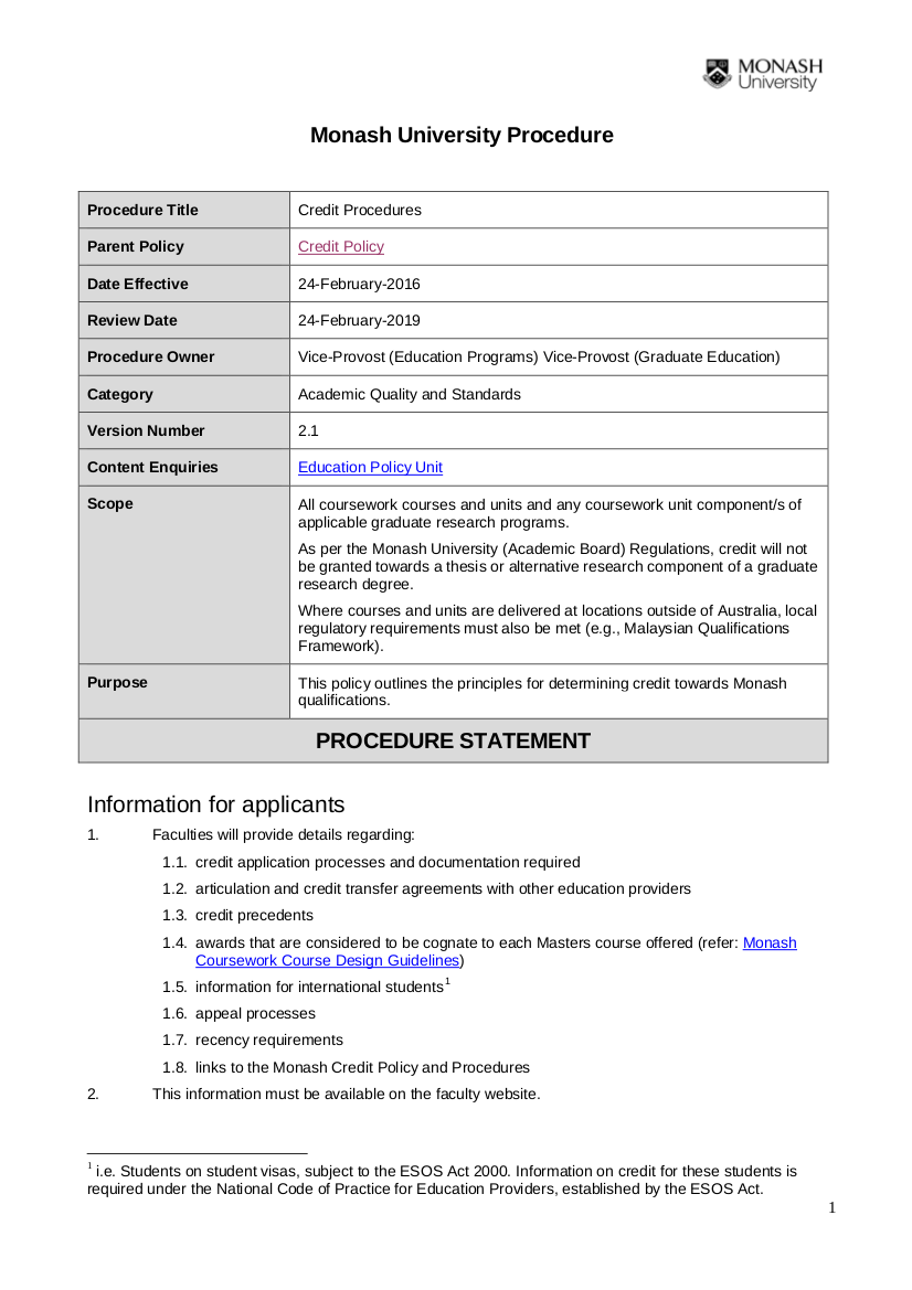 7 Credit Procedures