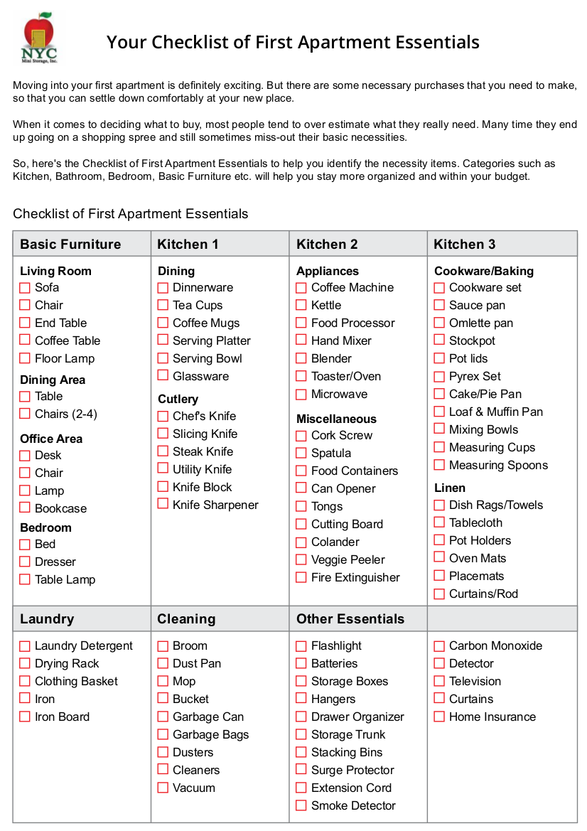 New Apartment Checklist 9+ Examples, Format, Pdf Examples
