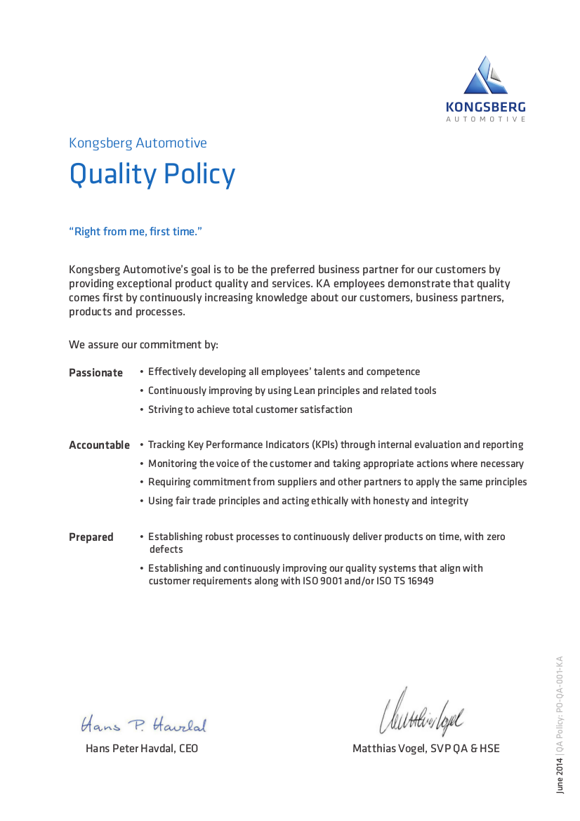 What Is An Example Of A Quality Policy Statement