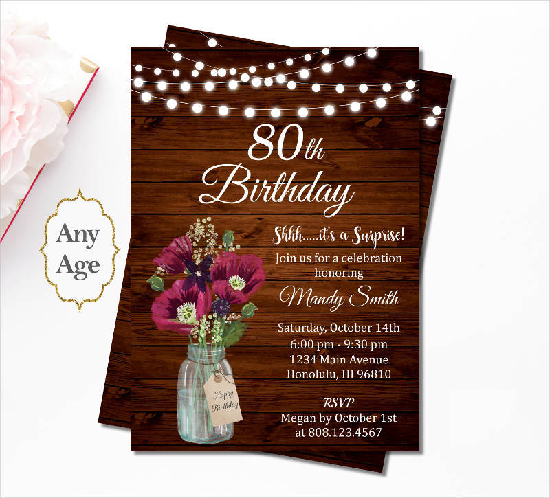 80th birthday invitation for women