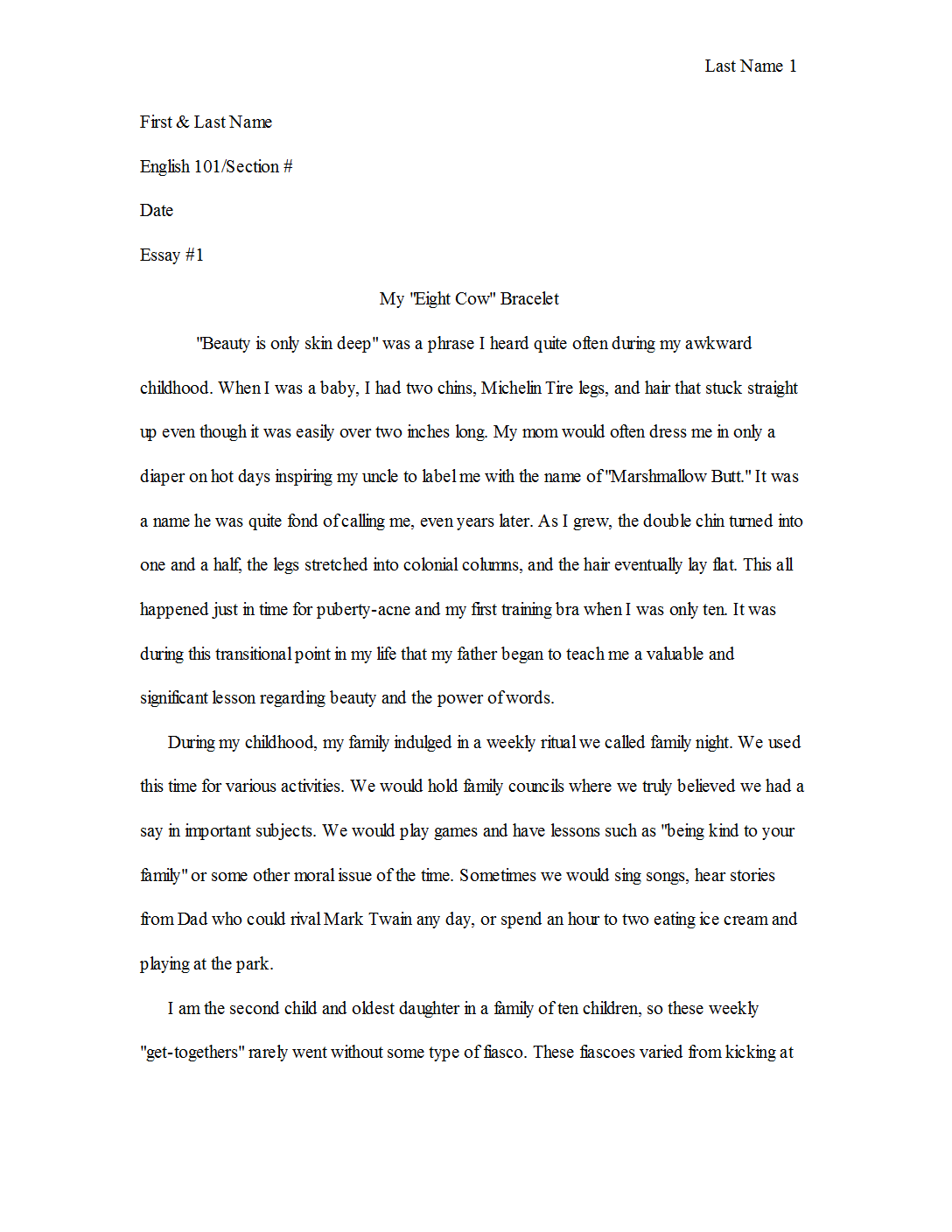 Short narrative essay example pdf