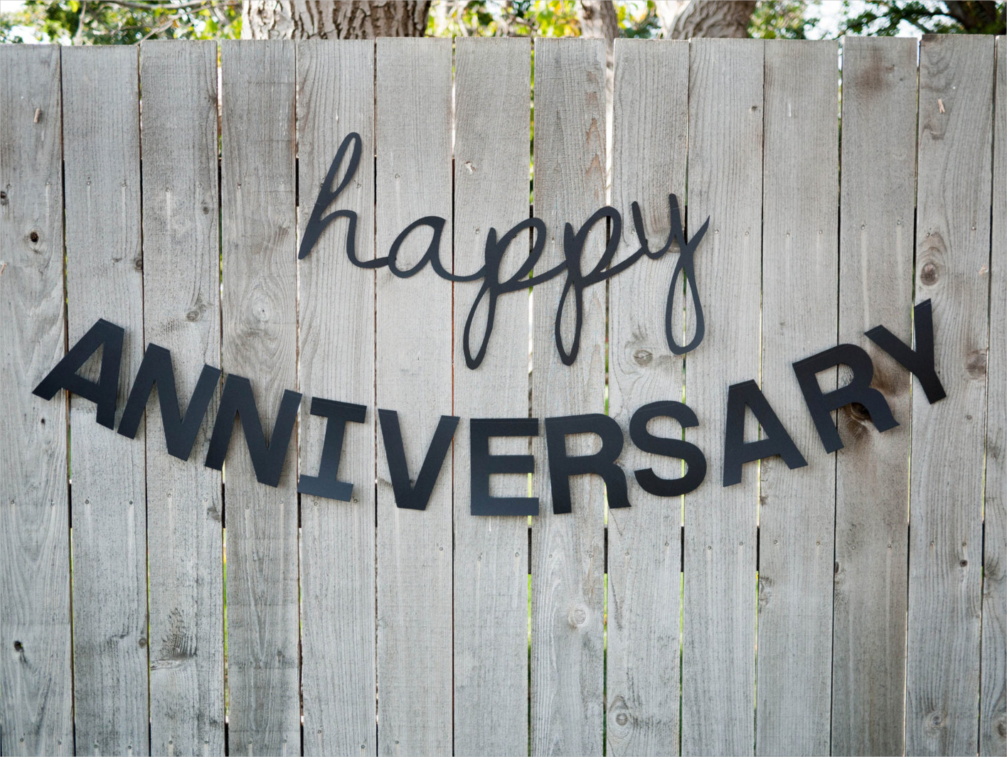 Anniversary Banner in a Wooden Plank